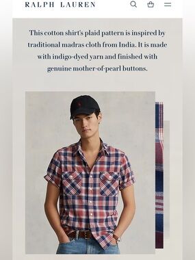 Polo Ralph Lauren Classic Fit Indigo Plaid Workshirt EUC Sz L Preppy Casual